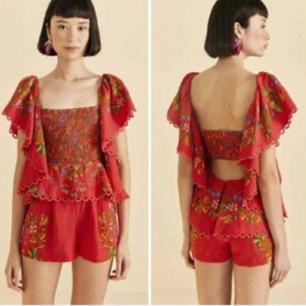 NWT Farm Rio Red Tropical Romance Romper